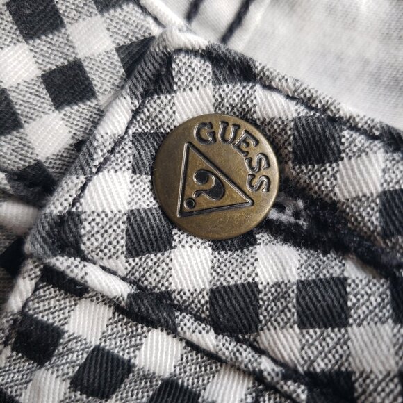 Iconic Y2k Guess Jeans Black White Gingham Check Stretchy Low Rise Jeans - Picture 7 of 16